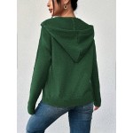 Women s Solid Color Button Hooded Long Sleeve Lightweight Cardigan Sweater