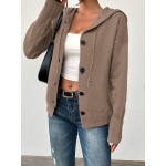 Women s Button Decor Solid Color Long Sleeve Lightweight Single Breasted Cardigan