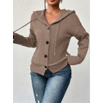 Women s Button Decor Solid Color Long Sleeve Lightweight Single Breasted Cardigan