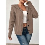 Women s Button Decor Solid Color Long Sleeve Lightweight Single Breasted Cardigan