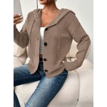 Women s Button Decor Solid Color Long Sleeve Lightweight Single Breasted Cardigan