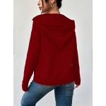 Women s Solid Color Button Drawstring Long Sleeve Lightweight Cardigan Sweater