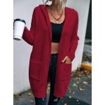 Women s Simple Printed Hooded Long Sleeve Cardigan