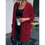 Women s Simple Printed Hooded Long Sleeve Cardigan