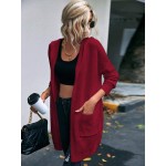 Women s Simple Printed Hooded Long Sleeve Cardigan