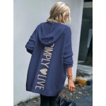 Women s Oversized Letter Heart Graphic Open Front Hoodie Autumn Winter