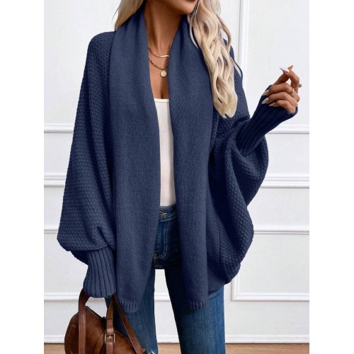 Essnce Women s Solid Color Lantern Sleeve Shawl Collar Elegant Cardigan Autumn Winter