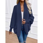 Essnce Women s Solid Color Lantern Sleeve Shawl Collar Elegant Cardigan Autumn Winter