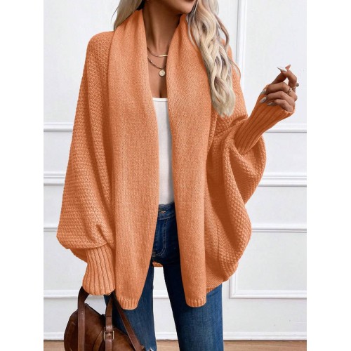 Essnce Women s Solid Color Bat Wing Sleeve Loose Casual Cardigan Winter