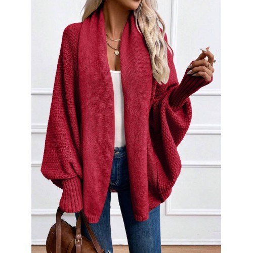 Essnce Women s Solid Color Batwing Sleeve Cardigan With Shawl Collar Casual