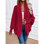 Essnce Women s Solid Color Batwing Sleeve Cardigan With Shawl Collar Casual