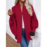 Essnce Women s Solid Color Batwing Sleeve Cardigan With Shawl Collar Casual