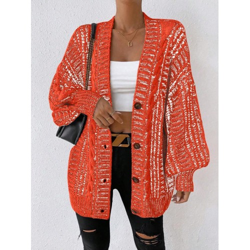 Unity Solid Color Drop Shoulder Buttoned Cardigan