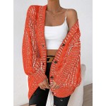 Unity Solid Color Drop Shoulder Buttoned Cardigan