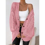 Essnce Marled Knit Lantern Sleeve Button Front Cardigan