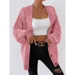 Essnce Marled Knit Lantern Sleeve Button Front Cardigan