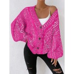 Unity Solid Color Drop Shoulder Button Front Cardigan