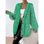 Unity Women s Loose Fit Drop Shoulder Button Front Blend Cardigan