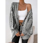 Essnce Solid Button Front Cable Knit Cardigan