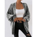 Essnce Solid Button Front Cable Knit Cardigan