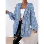 Essnce Lantern Sleeve Cardigan Sweater With Buttons Facing Up