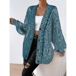 Essnce Women s Drop Shoulder Long Sleeve Mixed Fabric Cardigan With Open Front