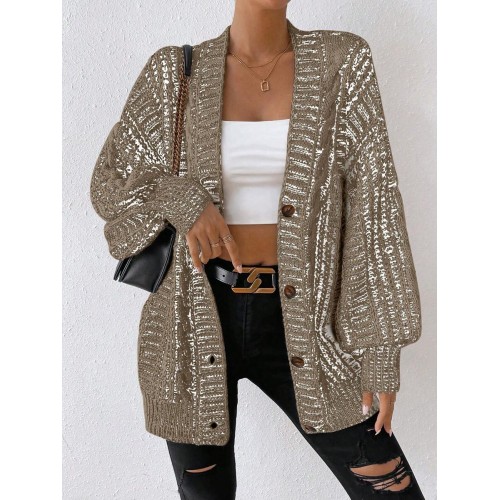 Essnce Button Front Drop Shoulder Cardigan