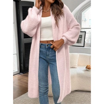 Essnce Women s Solid Color Drop Shoulder Long Sleeve Long Casual Cardigan Autumn Winter