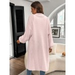 Essnce Women s Solid Color Drop Shoulder Long Sleeve Long Casual Cardigan Autumn Winter