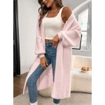 Essnce Women s Solid Color Drop Shoulder Long Sleeve Long Casual Cardigan Autumn Winter