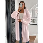 Essnce Women s Solid Color Drop Shoulder Long Sleeve Long Casual Cardigan Autumn Winter