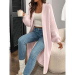 Essnce Women s Solid Color Drop Shoulder Long Sleeve Long Casual Cardigan Autumn Winter