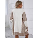 Two Tone Drop Shoulder Open Front Cardigan