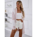 Long Sleeve Solid Color Patchwork Simple Casual Cardigan