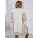 Colorblock Drop Shoulder Fuzzy Duster Cardigan