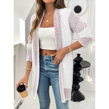 Women s Casual Striped Long Sleeve Open Front Cardigan Fall Winter