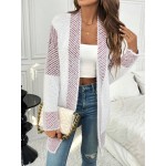 Women s Casual Striped Long Sleeve Open Front Cardigan Fall Winter