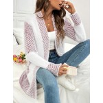 Women s Casual Striped Long Sleeve Open Front Cardigan Fall Winter