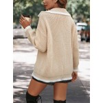 Frenchy Contrast Trim Drop Shoulder Cardigan