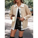 Frenchy Contrast Trim Drop Shoulder Cardigan