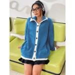 MOOSTA Contrast Trim Drop Shoulder Cardigan